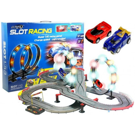 Racing Track 2 Cars Controllers Loop Lights Slot Cars