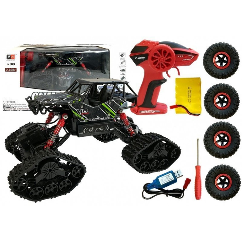 Offroad R/C autó 4x4 fekete zöld mintával