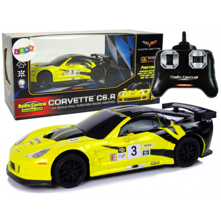 Sportautó R/C 1:24 Corvette C6.R sárga 2,4 G lámpák