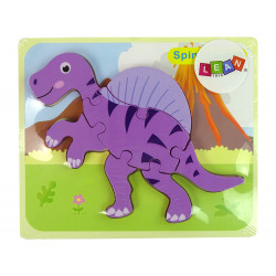 Wooden Puzzle Dinosaur Corythosaurus Pink Spinosaurus Purple