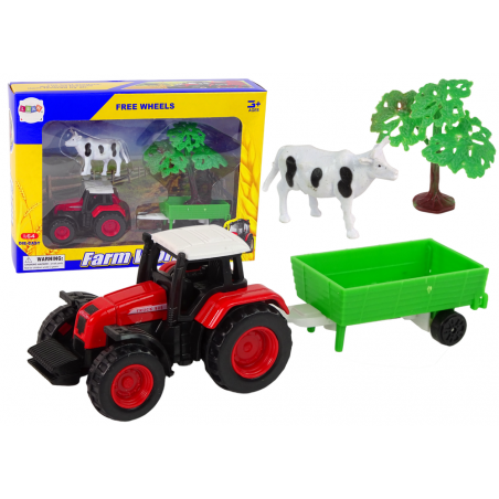 Farm Set Traktor Utánfutó Tehén 1:64