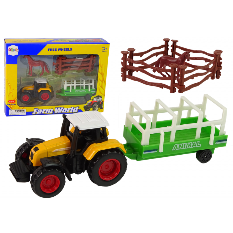 Farm Set Traktor Utánfutó Ló 1:64