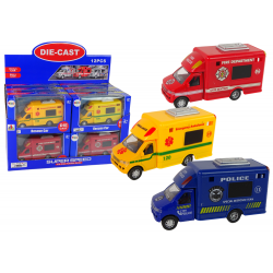 Car Rescue Vehicle Police Fire Brigade Friction Drive 3 modellek