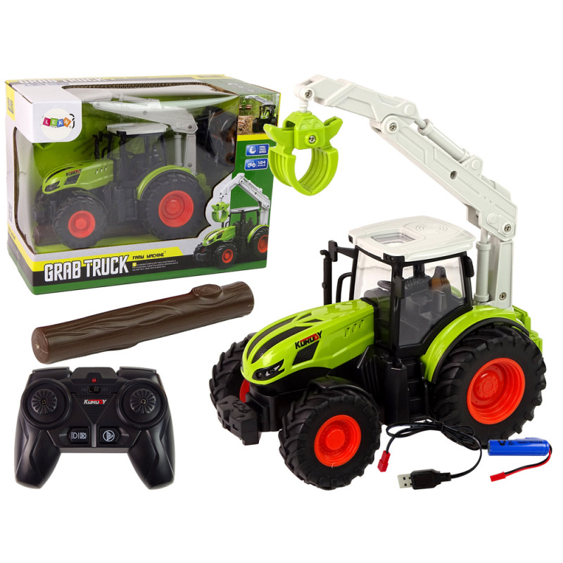 Távirányítós traktor 1:24 R/C Green Grapple Wood