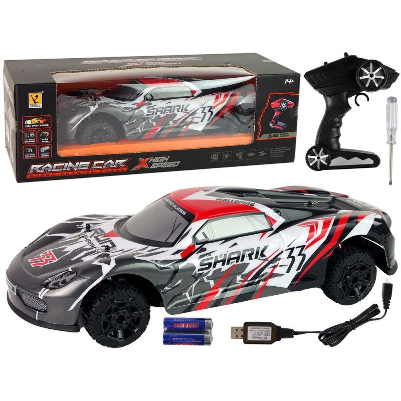 Sportautó R/C 1:8 szürke fehér