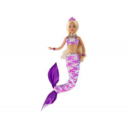 Mermaid Doll Lila Hosszú Szőke Haj Mermaid Tail Flitterek