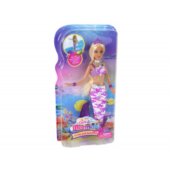 Mermaid Doll Lila Hosszú Szőke Haj Mermaid Tail Flitterek