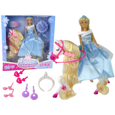 Szett Doll Horse Kiegészítők Korona kék ruha