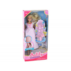 Anlily Mom Doll rózsaszín ruha terhes has baba