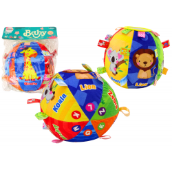 Plüss labda Soft Sensory Educational Animal Csörgő 18cm