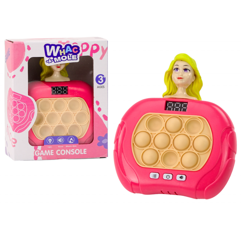 Pop-It Wac A Mole Doll Lights Hangok Pink játék